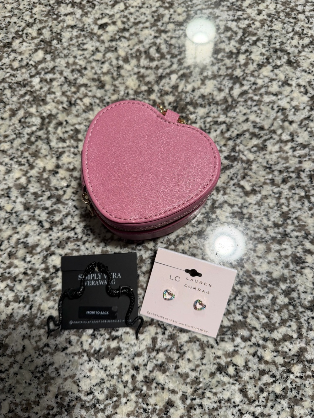Pink Heart Jewelry Case & Earrings